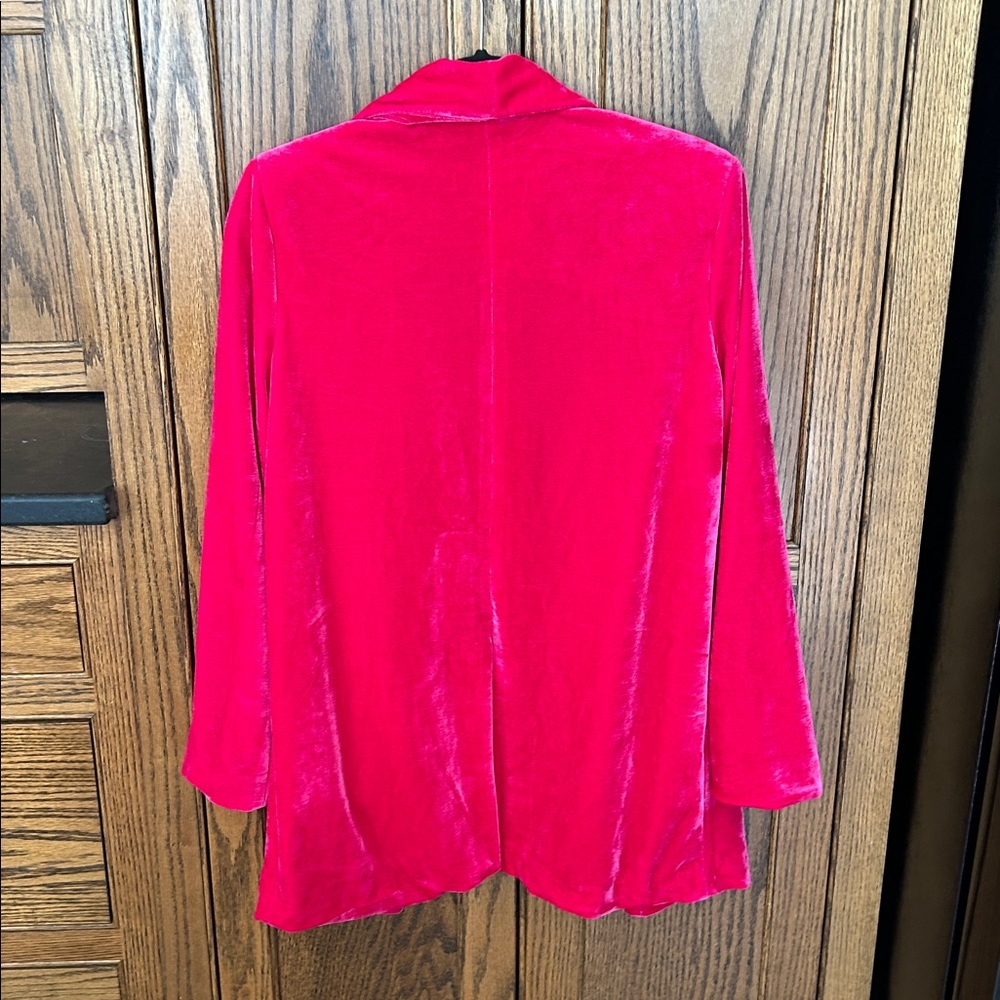 Vici x Gina Pink Velvet Chicest Pocketed Blazer in Fuchsia Hot Pink Longline XS - Picture 8 of 9